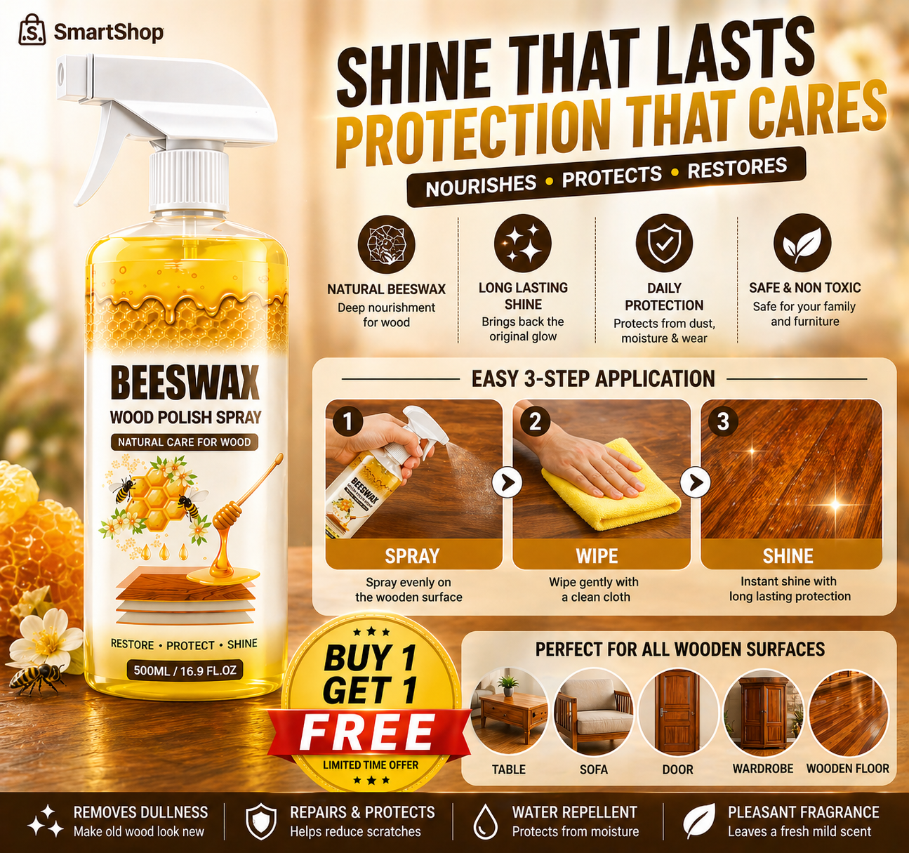 Crystal Shine Furniture Polish Spray | BUY 1 GET 1 FREE!